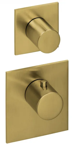 Herzbach Logic XL iX PVD 1/1+ Farbset 2 Blenden eckig 2 Griffe rund Brass, 21.521015.1.41 21.521015.1.41