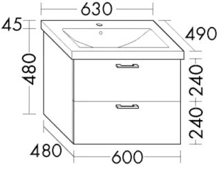 Burgbad Keramik Waschtisch-Set Sys30 PG2 Echo Eiche Dekor Silber/Alpinweiss, SFAW063F6024C0001 SFAW063F6024C0001