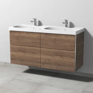Sanipa 3way Waschtischunterbau zu Geberit Acanto Waschtisch mit 4 Auszügen, Eiche-Tabak BR42050
