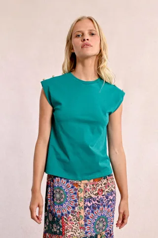 molly bracken - T-Shirt mit Schulterpolstern grün - Gr. - XS