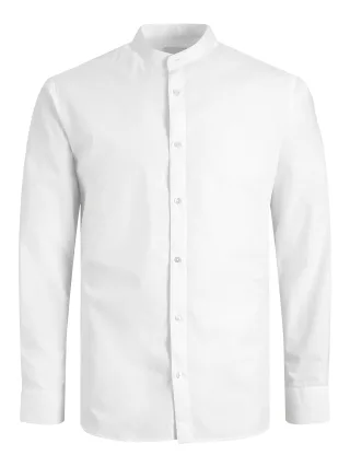 JACK&JONES - JJJOE SHIRT LS PLAIN MAO white - Gr. - M