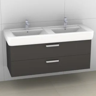 Artiqua 413 Waschtischunterschrank für Renova Plan 122130 Stahlgrau, 413-WU2L-K12-7142-88 413-WU2L-K12-7142-88
