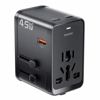 [GaN Tech] Toocki TC57451 45W 5-Port USB PD Charger USB-A+3USB-C+1AC Fast Charging Wall Charger Adapter with Universal C