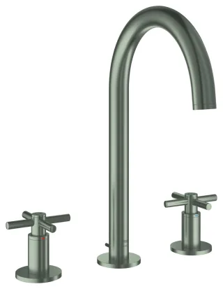 GROHE 3-Loch-Waschtisch-Batterie Atrio 20643 Rohrauslauf Kreuz-Griff satin steel, 20643MS0 20643MS0