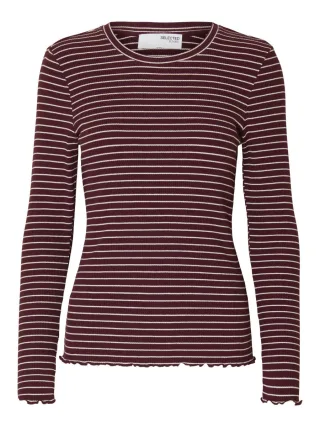 Selected - Ringelshirt - Slfanna violet - Gr. - L