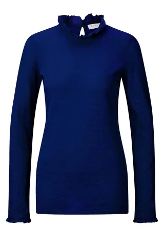 Rich & Royal - Organic Slub Frill Longsleeve purple sapphire - Gr. - M
