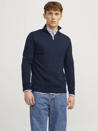 JACK&JONES - JJEEMIL KNIT HALF ZIP NOOS Navy Blazer - Gr. - S