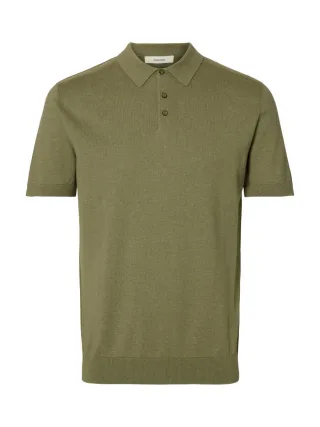 Selected - Gestricktes Polo Shirt grün - Gr. - S