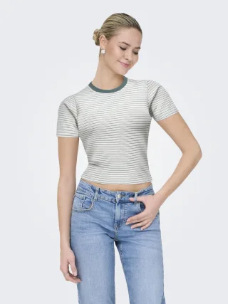 ONLY - Only 15365524 CloudDancer/GREENSTRIPE CloudDancer/GREENSTRIPE - Gr. - S