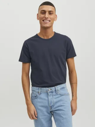 JACK&JONES - JJEBASIC O-NECK TEE S/S NOOS navy blue - Gr. - XXL