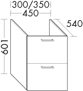 Burgbad Unterschrank Sys30 PG3 Diago 601x350x540 Weiß Matt, WVJG035F3351 WVJG035F3351