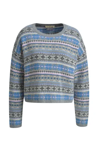 Smith&Soul - Jacquard Pullover1 grey melange print - Gr. - S