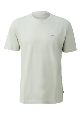 Q/S designed by - Basic Rundhals T-Shirt mit kleinem Front-Druck grün - Gr. - XXL