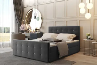 Boxspringbett Schlafzimmerbett CARLOS 200x200cm Stoff Soro Quarzgrau inkl.Bet...