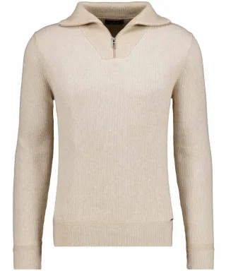 RAGMAN - Strickpullover mit Troyer-Kragen, bicolour beige-melange - Gr. - XL