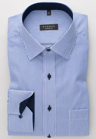 ETERNA - Hemd Twill Langarm blau - Gr. - 46/Langarm - 65cm