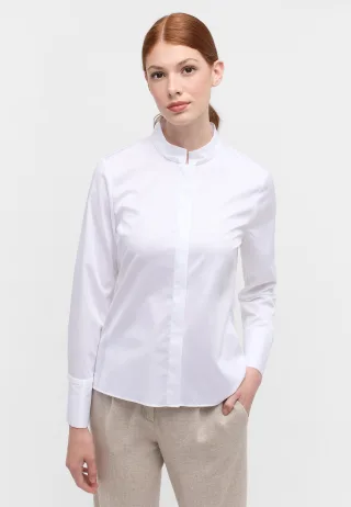 ETERNA - Satin Shirt Bluse Satingewebe Langarm weiß - Gr. - 40/Langarm