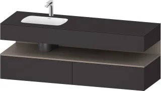 Duravit Qatego Einbauwaschtisch mit Konsolenwaschtischunterbau Graphit Supermatt 1600x500x600 mm - Q QA4795043800010