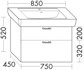 Burgbad Waschtischunterschrank Sys30 PG3 Diago 520x750x450 Weiß Hochglanz, WWJI075F1507 WWJI075F1507