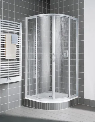 Kermi Viertelkreis Nova 2000 R53 0800x1850, weiss, Kunstglas Kerolan Fontana, N2R530801821K N2R530801821K
