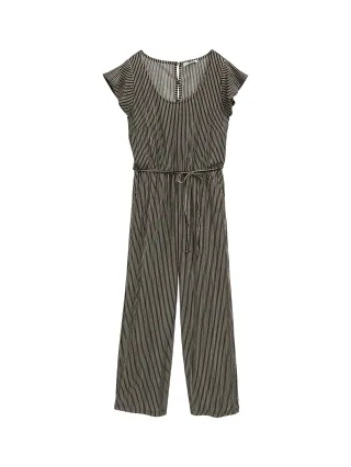 Denim Tom Tailor - Culotte Jumpsuit black beige stripe - Gr. - M