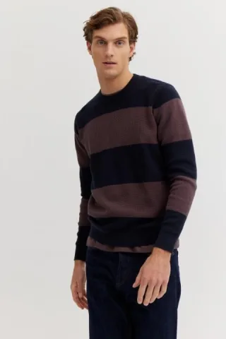 BASEFIELD - Rundhals Pullover aubergine - Gr. - XL