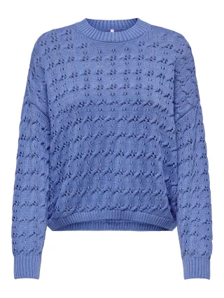 ONLY - ONLNEW BELIEVE L/S PULLOVER KNT Blau - Gr. - L