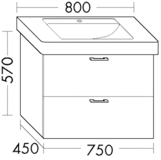 Burgbad Waschtischunterschrank Sys30 PG1 Aqua 570x750x450 Eiche Dekor Flanelle, WUCL075F2239 WUCL075F2239
