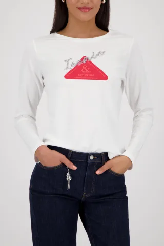 monari - Langarmshirt mit Emblem off-white - Gr. - 42