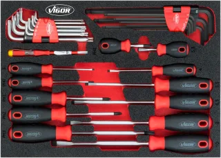 VIGOR Schraubendreher Satz, V5081, Innen TORX® Profil, Innen-Sechskant Profil, Kreuzschlitz Profil P