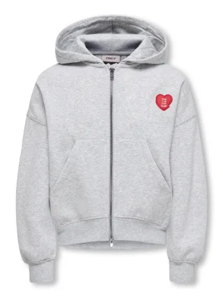 KIDS ONLY - KOGEVISA L/S ZIP HOOD OVS SWT Light Grey Melange - Gr. - 158/164