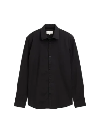 Denim Tom Tailor - Regular Fit Hemd mit Logo-Stickerei night watch black - Gr. - S