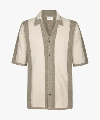Profuomo - Baumwoll-Polo mit Streifen und kubanischem Kragen dunkelbeige - Gr. - M