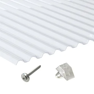 PVC | Terrassendach-Set | Spundwand | 70/18 | 1,4 mm | klarbläulich
