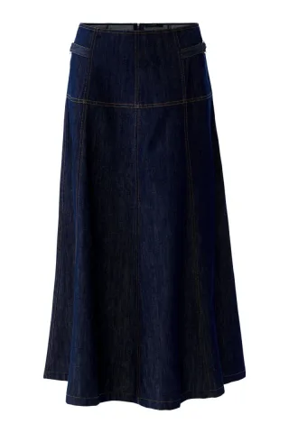 Oui - Ausgestellter Jeansrock in modischer Midi-Länge blau - Gr. - 36