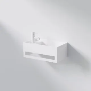 Steinberg Serie 440 Wand-Waschtisch, 1 HL rechts, mit Überlauf, 500mm x 300mm x 200mm, matt weiss 4407010W