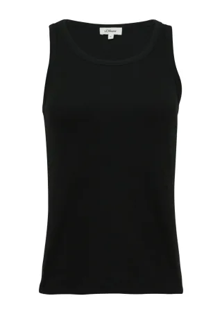 s.Oliver Red Label - Slim-Fit-Top mit Rippstruktur schwarz - Gr. - 34