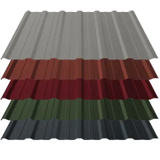 Trapezblech T18 | Dach | 0,50 mm | Stahl | Anti-Tropf 900 g/m² inkl. Vliesrückschnitt | Aluzink, 25 µm Polyester