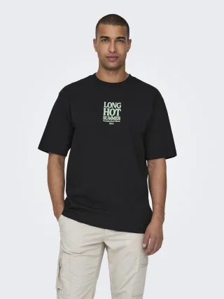 ONLY&SONS - ONSKENNY RLX TEXT SS TEE black - Gr. - XL
