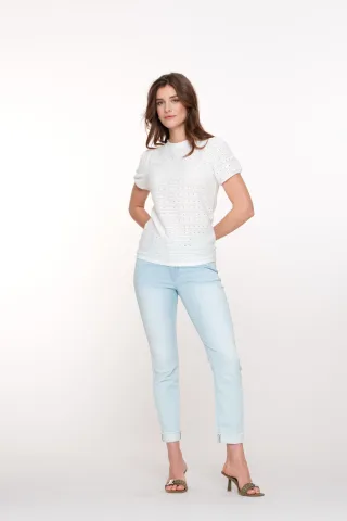 Geisha Fashion Women - Jeans + turn-up bleached denim - Gr. - XXL