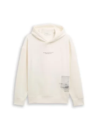 Denim Tom Tailor - Relaxed Hoodie Sweatshirt mit Print wool white - Gr. - S