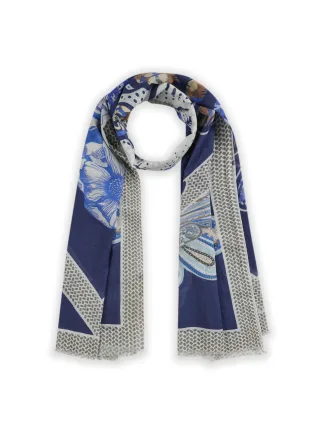 luftiger Schal aus Organic Cotton mit Medusa-Motiv blau - Gr. - one size