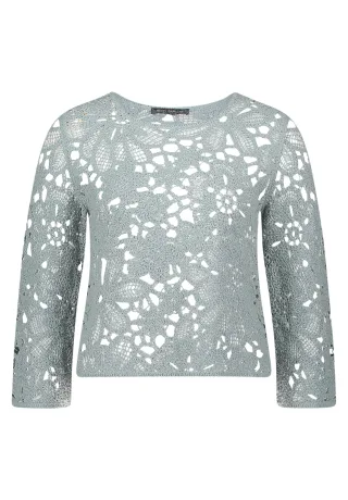 Betty Barclay - Lochstrick-Pullover gray mist - Gr. - 36