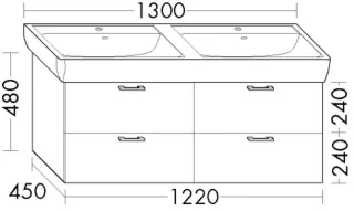 Burgbad Waschtischunterschrank Sys30 PG4 Sana 480x1220x450 Trend-/RAL-Farbe Ultramatt, WWJH122F5773 WWJH122F5773