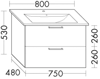 Burgbad Waschtischunterschrank Sys30 PG4 Sana 520x750x480 Schilf Hochglanz, WVBR075F3362 WVBR075F3362