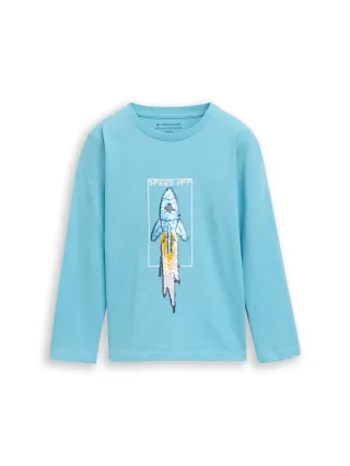 tom tailor kids - Langarmshirt mit Wendepailletten elixir blue - Gr. - 104/110
