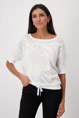 monari - Ajour-Pullover mit Strickmuster - Gr. - 40