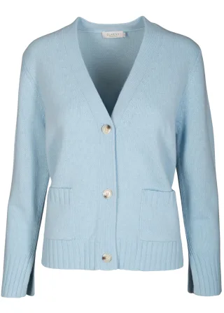 CLARINA - V-Cardigan, 1/1 Arm, uni bleu - Gr. - 46