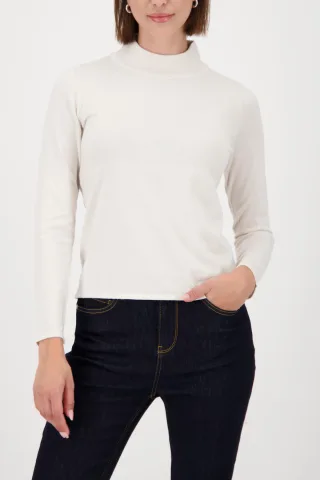 monari - Basic-Langarm-Pullover mit Stehkragen almond - Gr. - 46