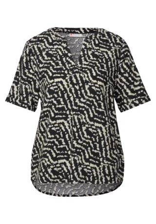 Street One - Bedruckte Bluse schwarz - Gr. - 34